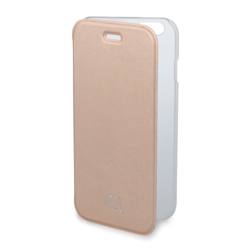 AREA Custodia cover a libro per iPhone 7 Area Bookcase trasparente e gold